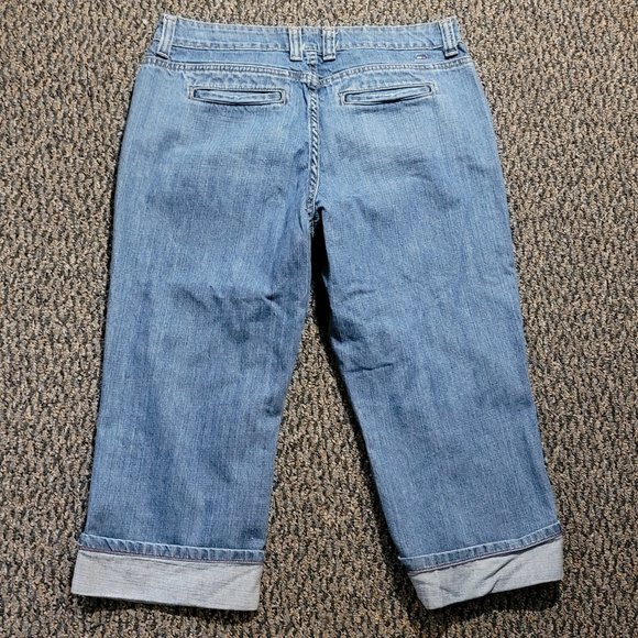 TOMMY HILFIGER VINTAGE SIZE 10 WOMEN'S BLUE DENIM CASUAL CUFFED CAPRI JEANS - Picture 4 of 16